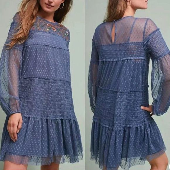 Maeve Dresses & Skirts - Maeve | Anthropologie Sarama embroidered swiss dot tunic dress Women’s size XS